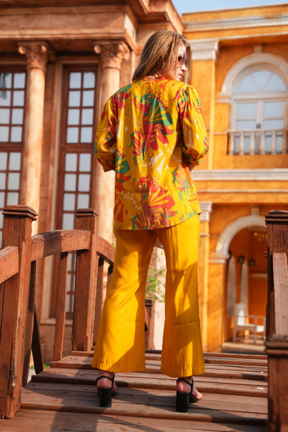 Mustard-Colored Printed Co-Ord Set