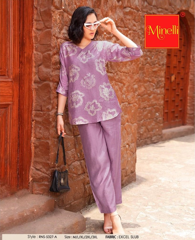 Onion-Colored Printed Co-Ord Set