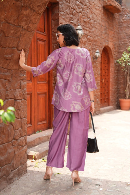 Onion-Colored Printed Co-Ord Set