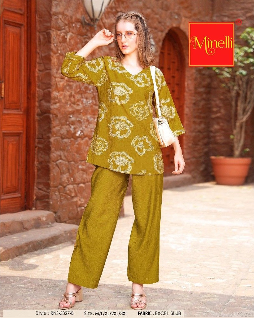 Mustard-Colored Printed Co-Ord Set