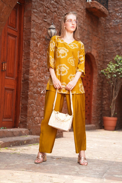 Mustard-Colored Printed Co-Ord Set