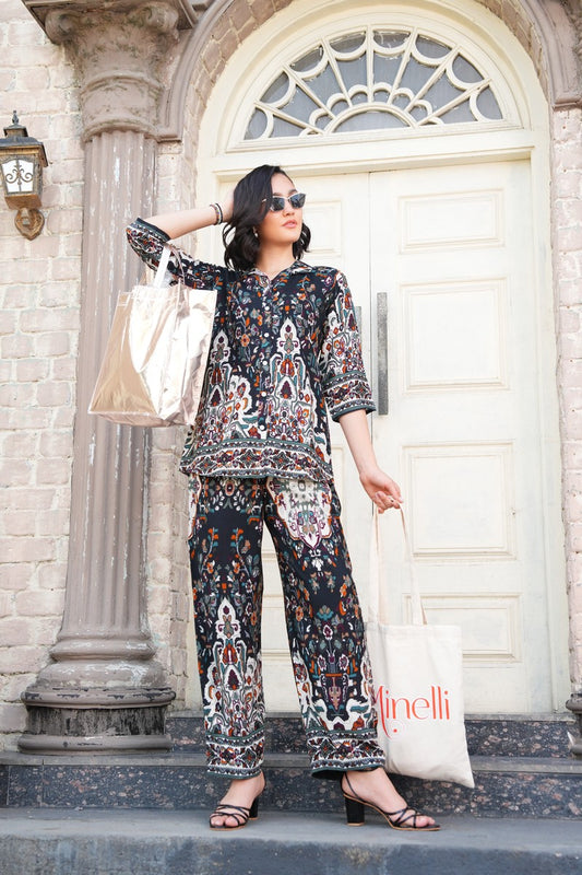 Black-Colored Printed Co-Ord Set