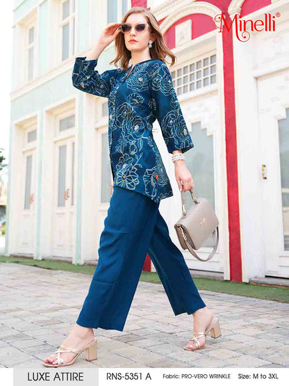 Indigo-Colored Printed Co-Ord Set