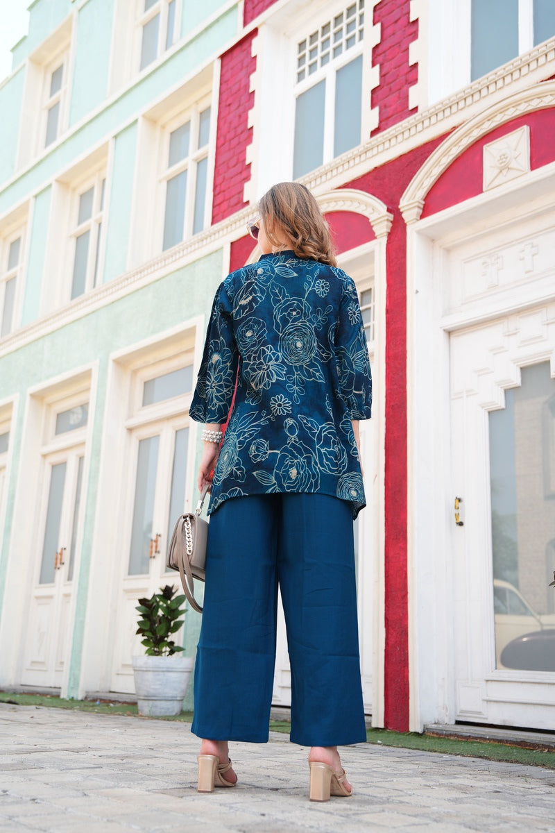 Indigo-Colored Printed Co-Ord Set