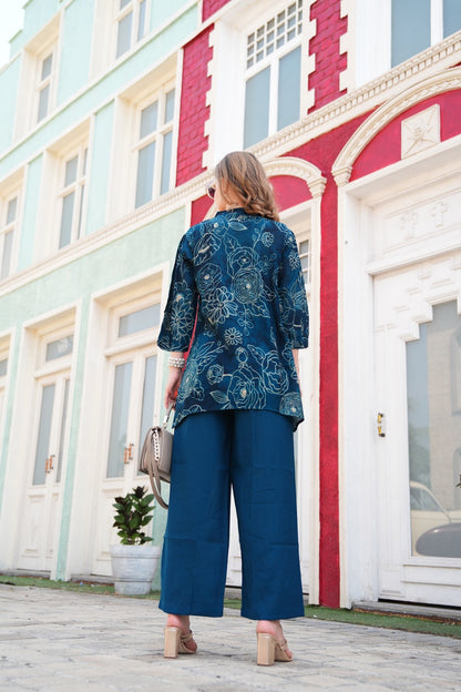 Indigo-Colored Printed Co-Ord Set