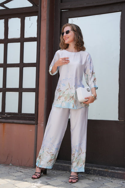 Grey-Colored Printed Co-Ord Set