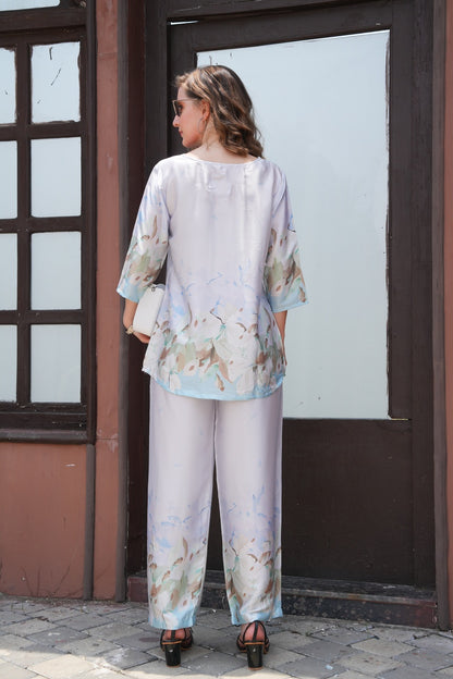 Grey-Colored Printed Co-Ord Set