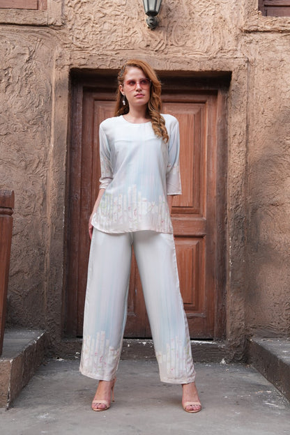 Grey-Colored Printed Co-Ord Set