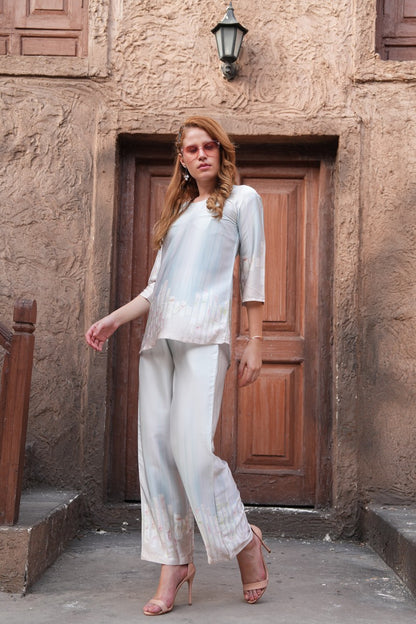 Grey-Colored Printed Co-Ord Set