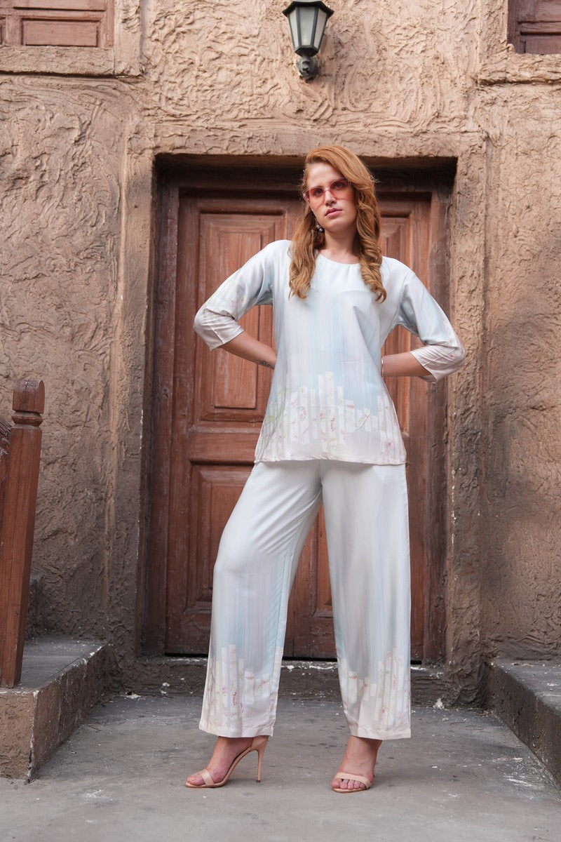 Grey-Colored Printed Co-Ord Set