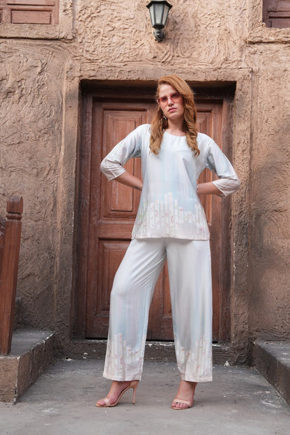 Grey-Colored Printed Co-Ord Set