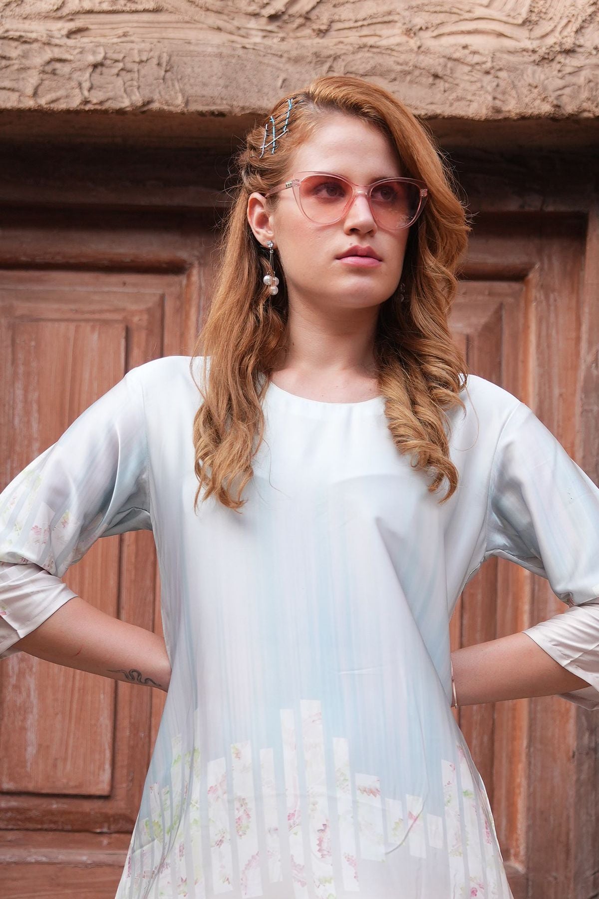 Grey-Colored Printed Co-Ord Set