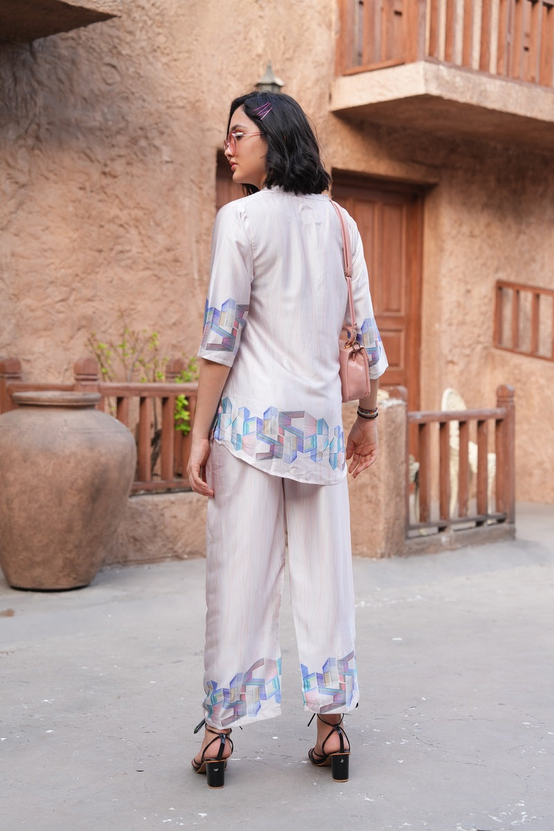 Quill Grey-Colored Printed Co-Ord Set