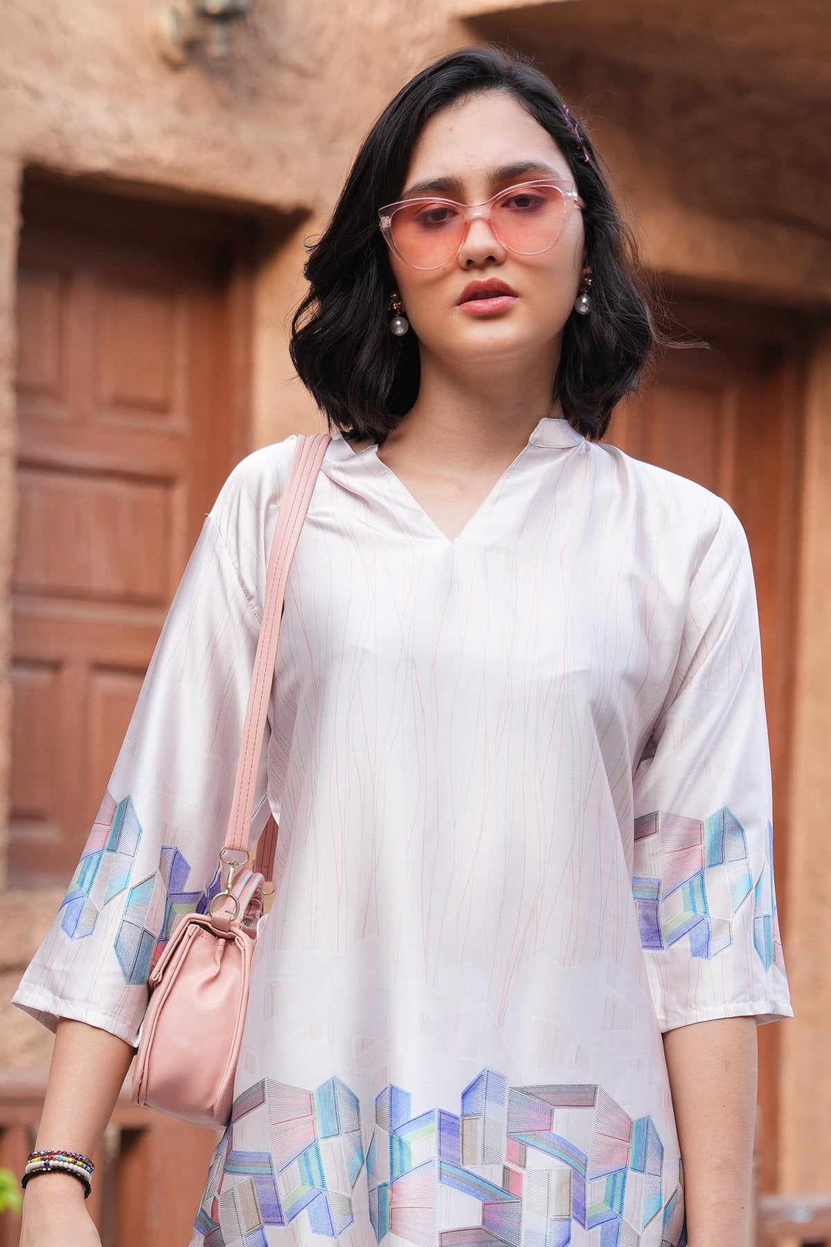 Quill Grey-Colored Printed Co-Ord Set