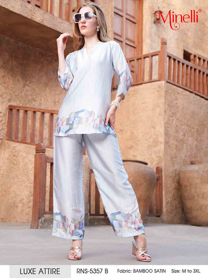 Grey-Colored Printed Co-Ord Set