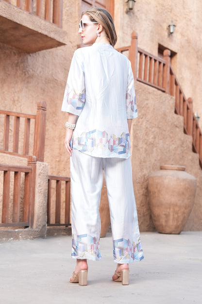 Grey-Colored Printed Co-Ord Set