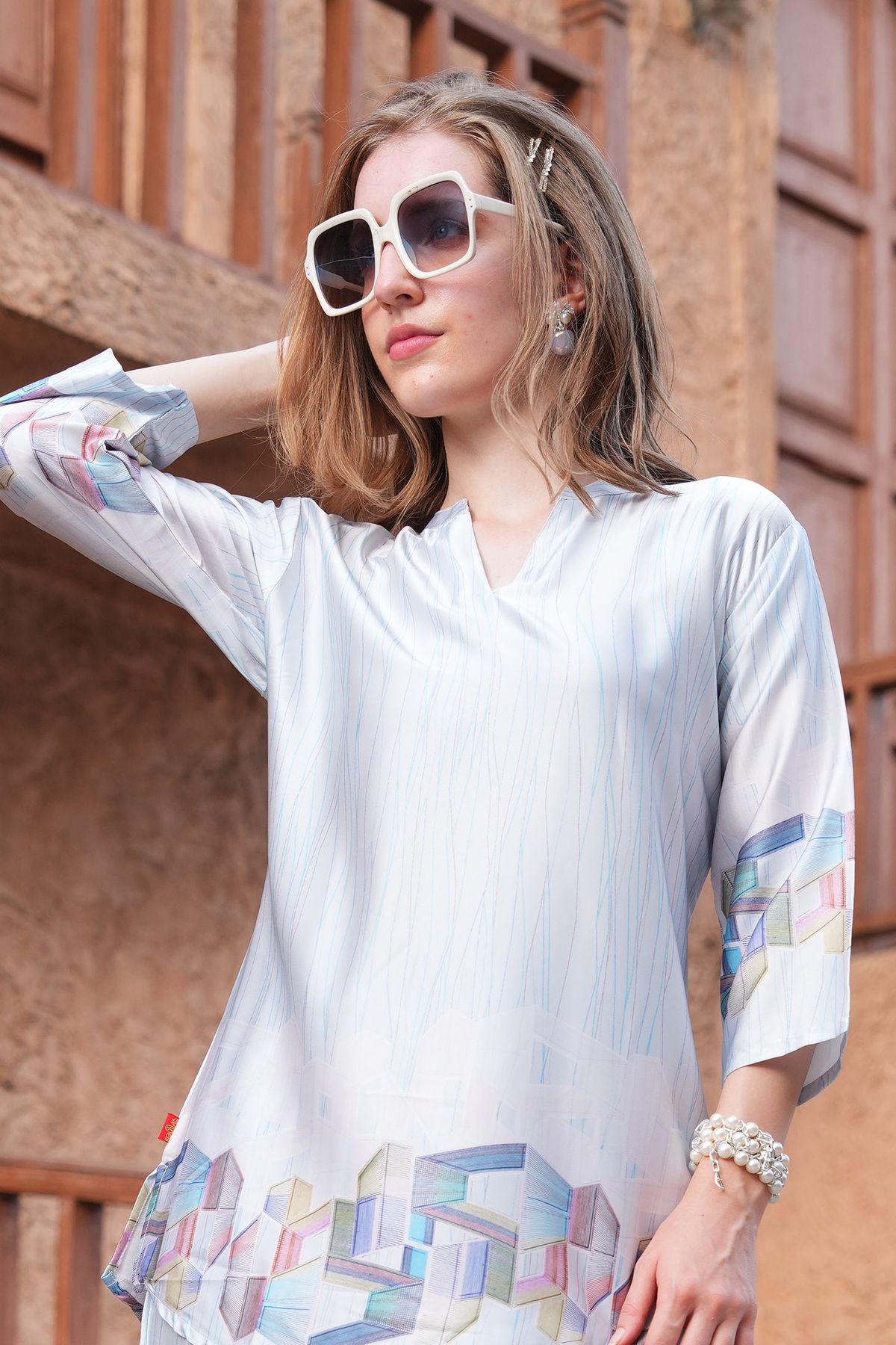 Grey-Colored Printed Co-Ord Set