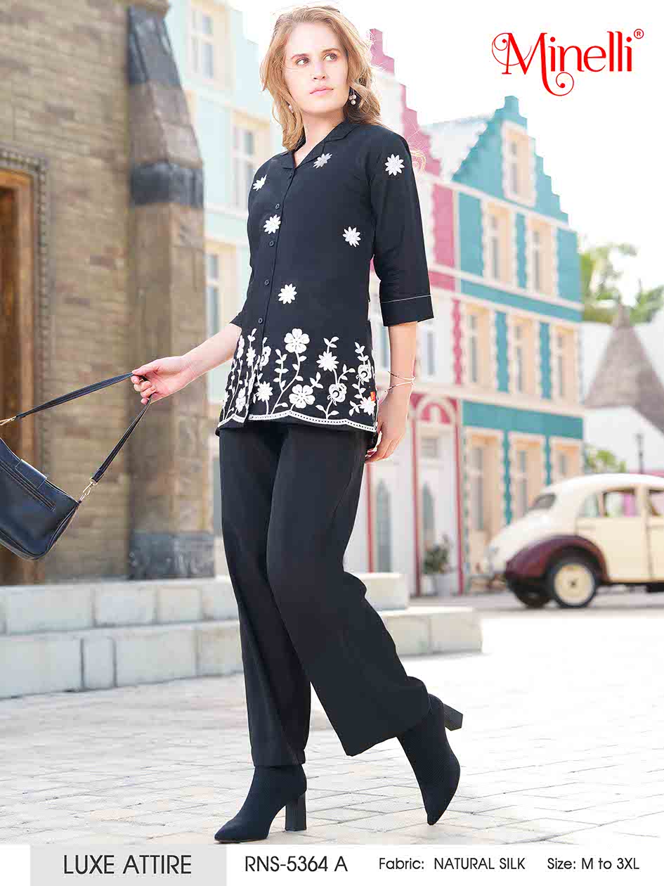 Black-Colored Embroidered Co-Ord Set