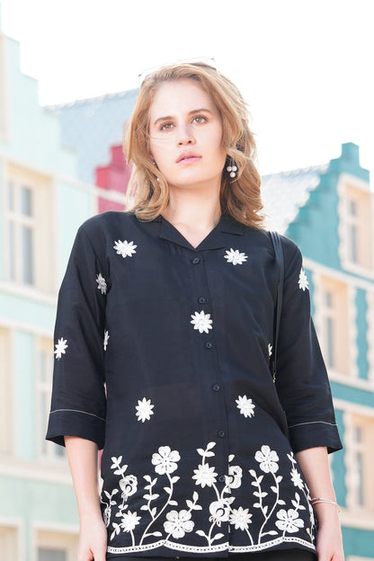 Black-Colored Embroidered Co-Ord Set