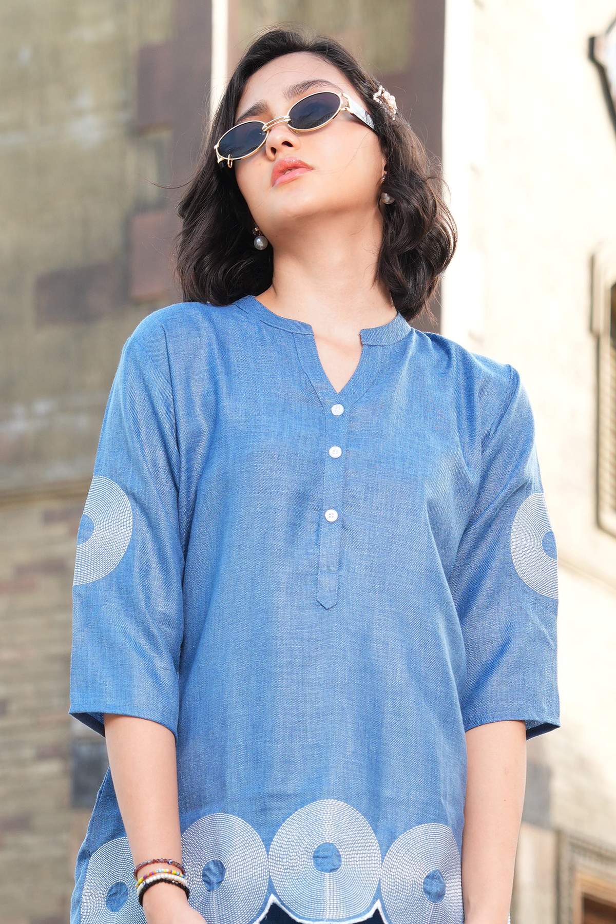 Blue-Colored Printed Co-Ord Set