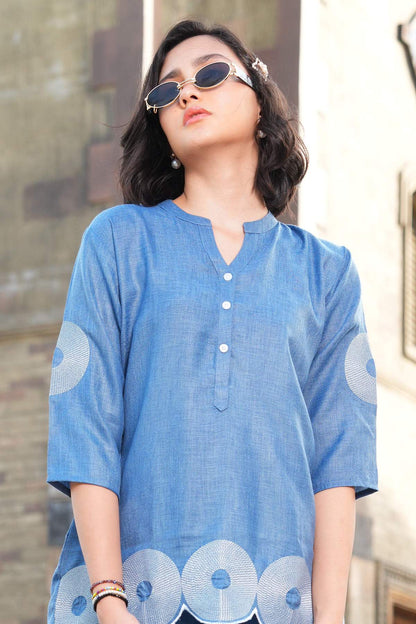 Blue-Colored Printed Co-Ord Set