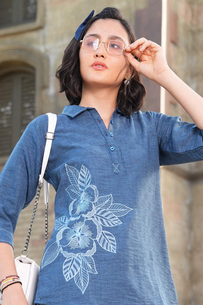 Blue-Colored Printed Co-Ord Set