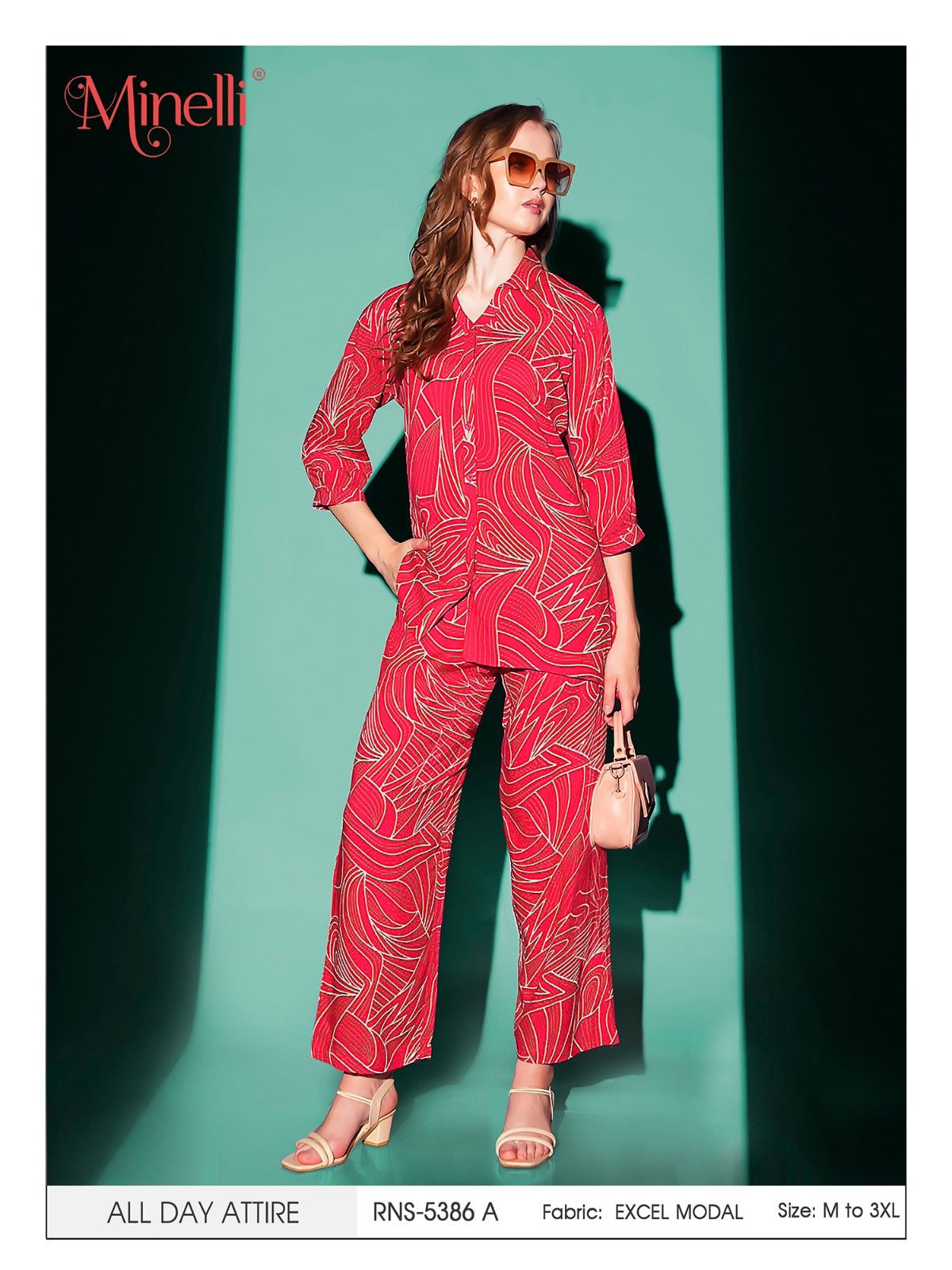 Red-Colored Printed Co-Ord Set