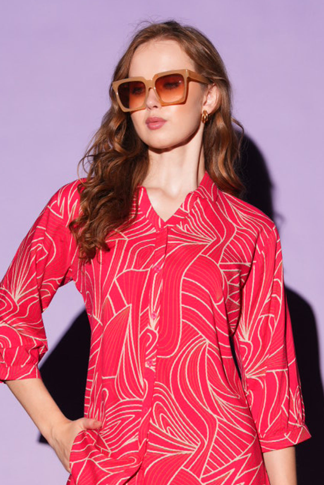 Red-Colored Printed Co-Ord Set