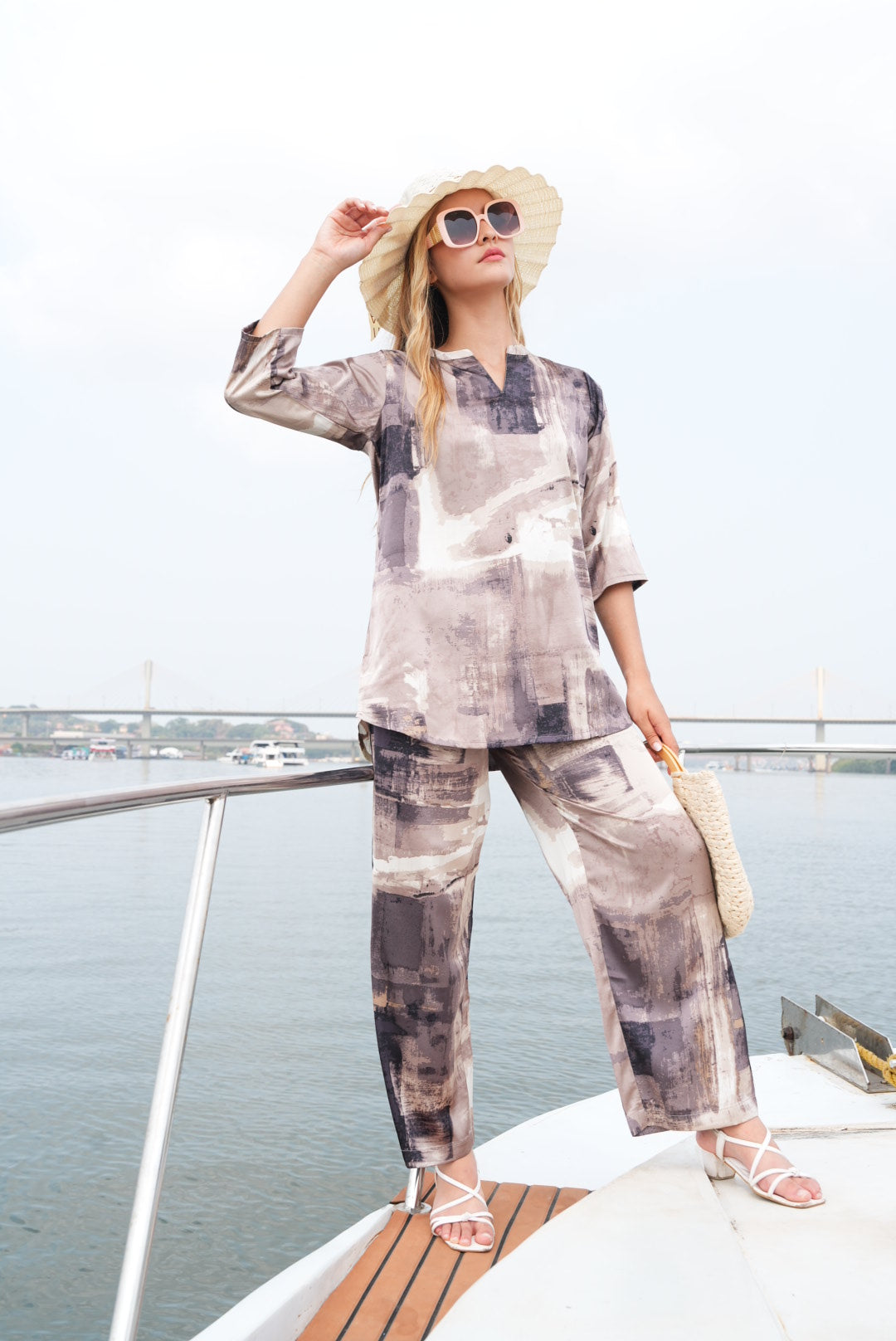 Brown-Colored Printed Co-Ord Set