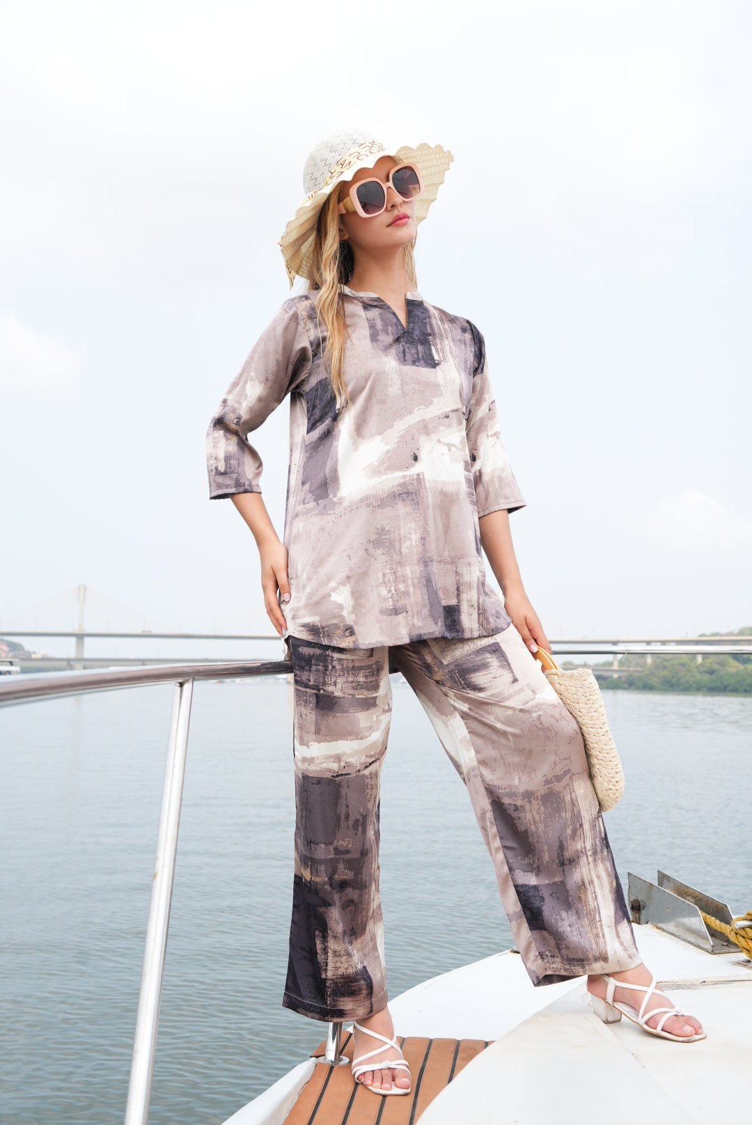 Brown-Colored Printed Co-Ord Set