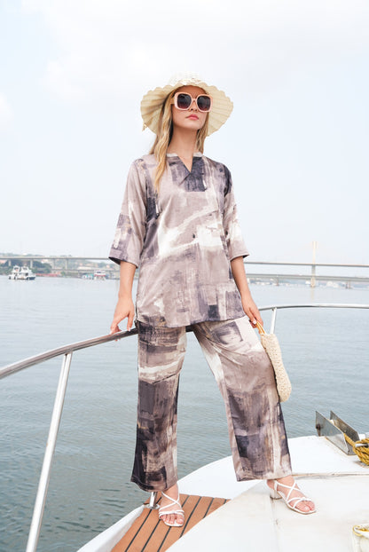 Brown-Colored Printed Co-Ord Set