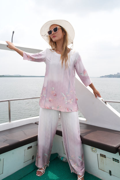 Pink-Colored Printed Co-Ord Set
