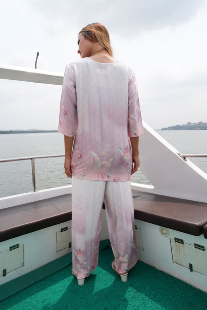 Pink-Colored Printed Co-Ord Set