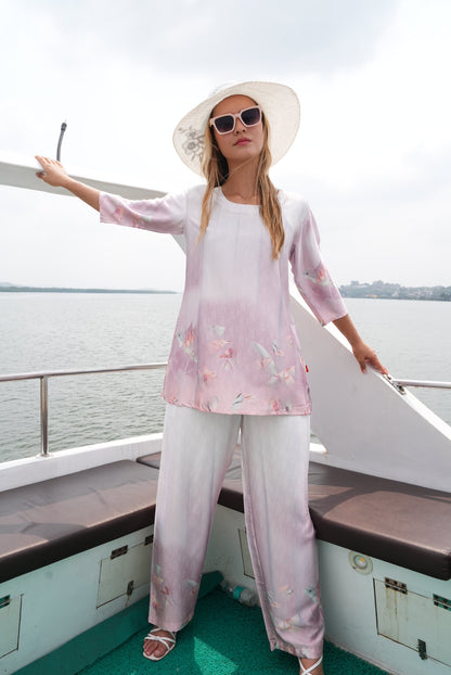 Pink-Colored Printed Co-Ord Set