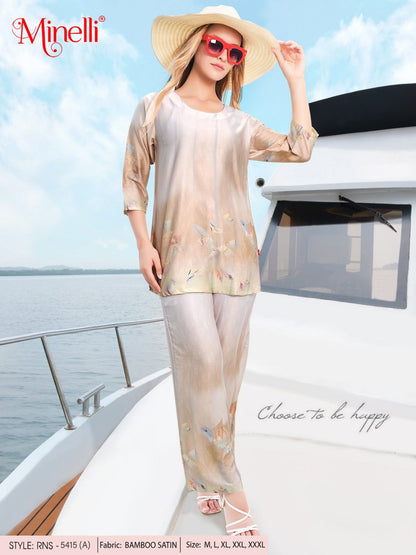 Peach-Colored Printed Co-Ord Set