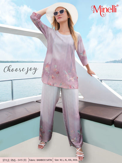 Pink-Colored Printed Co-Ord Set