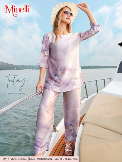 Dusty Lavender-Colored Printed Co-Ord Set