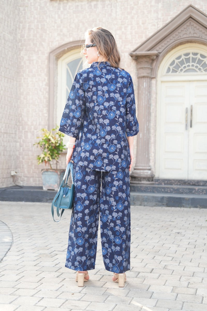 D.Blue-Colored Printed Co-Ord Set