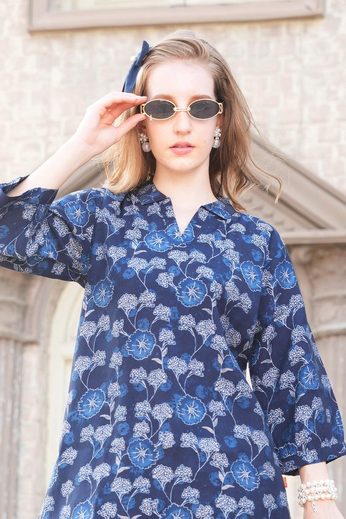 D.Blue-Colored Printed Co-Ord Set