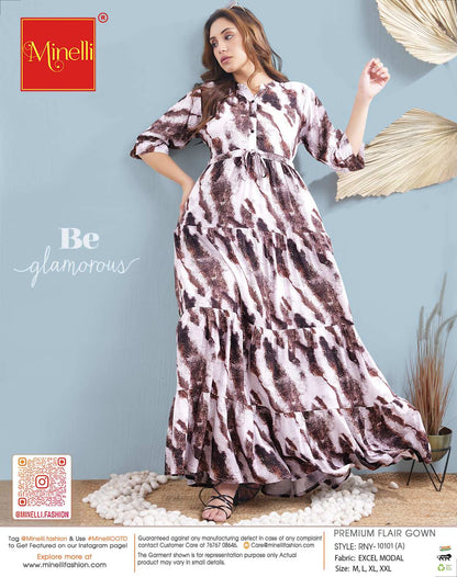 Coffee-Colored Premium Flare Gown