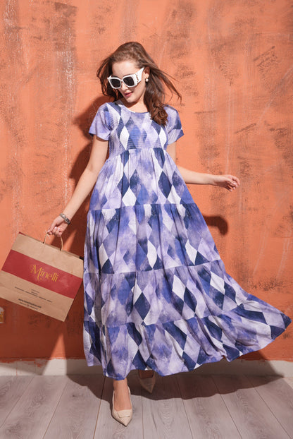 Purple-Colored Premium Flare Gown