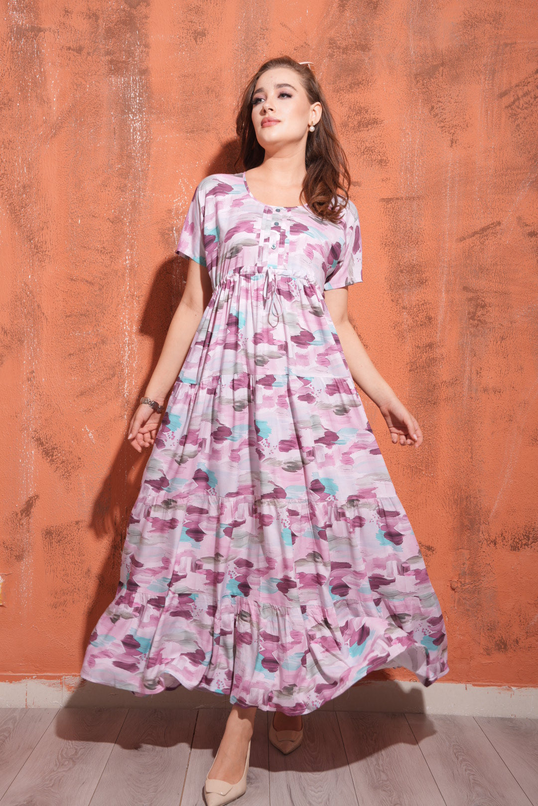 Pink-Colored Premium Flare Gown