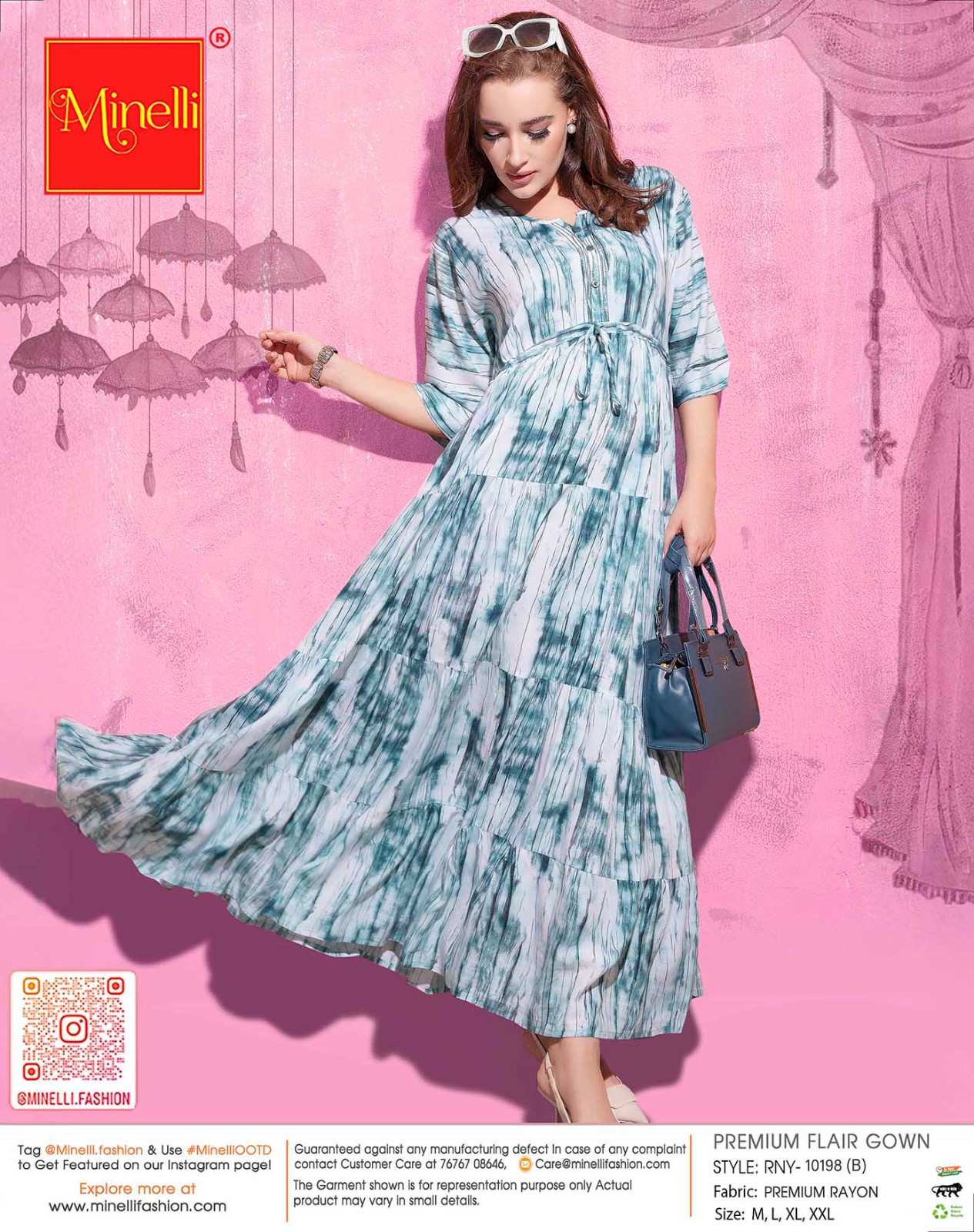 Greyish Blue-Colored Premium Flare Gown