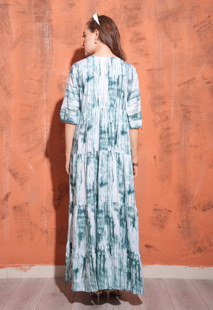 Greyish Blue-Colored Premium Flare Gown
