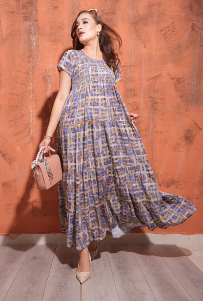 Purple-Colored Premium Flare Gown