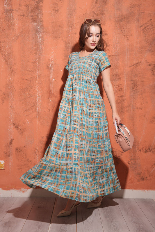 Sea Green-Colored Premium Flare Gown