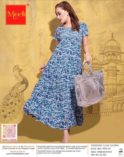 D.Blue-Colored Premium Flare Gown