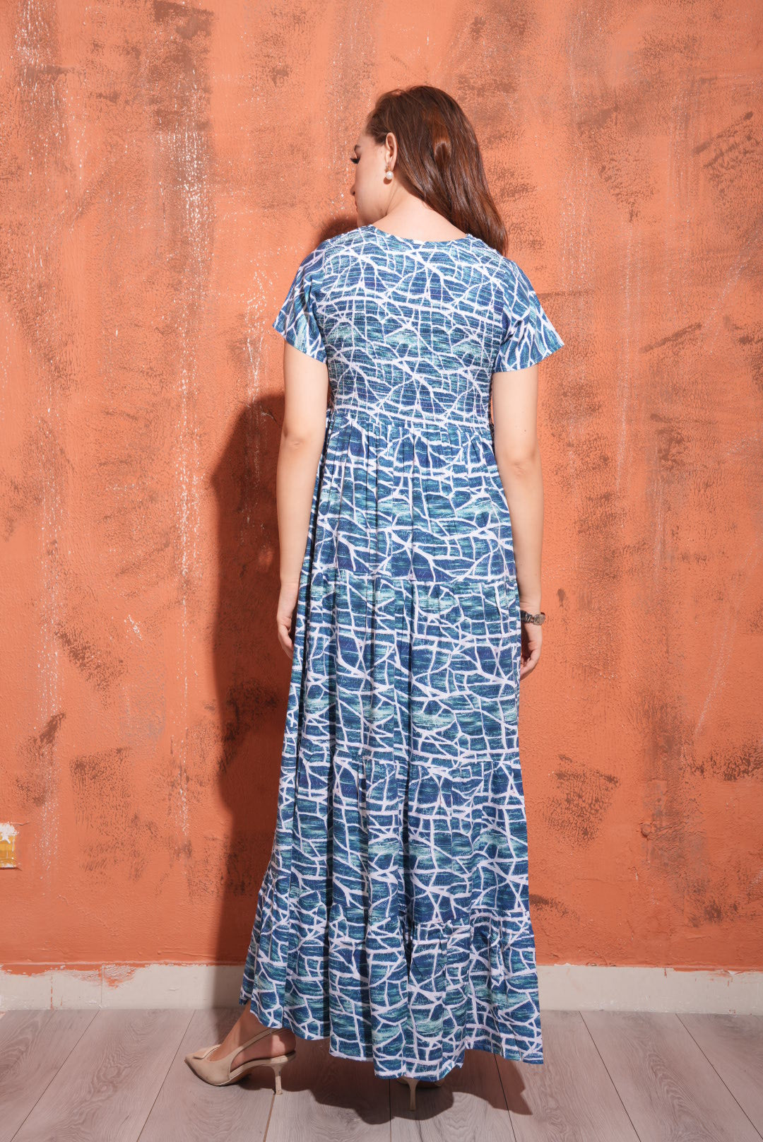 D.Blue-Colored Premium Flare Gown