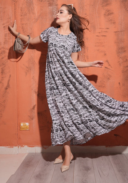 Grey-Colored Premium Flare Gown