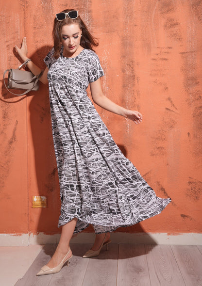 Grey-Colored Premium Flare Gown